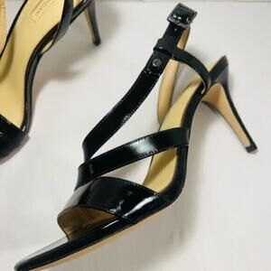 Leather Antonio Melani black leather open toe heels